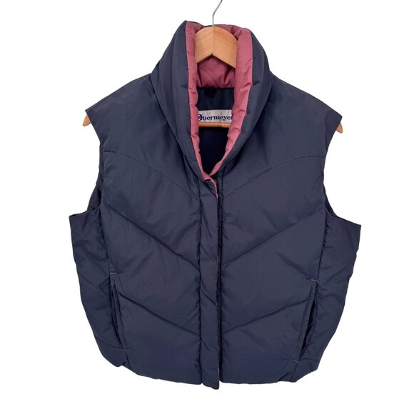 Obermeyer Ski Vest Womens Large Gray Nylon Down Filled Snap Front Pockets VTG - Picture 1 of 12